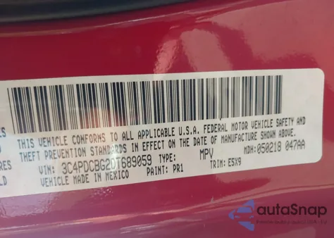 2013 Dodge Journey Sxt from USA, damaged, VIN 3C4PDCBG2DT689059
